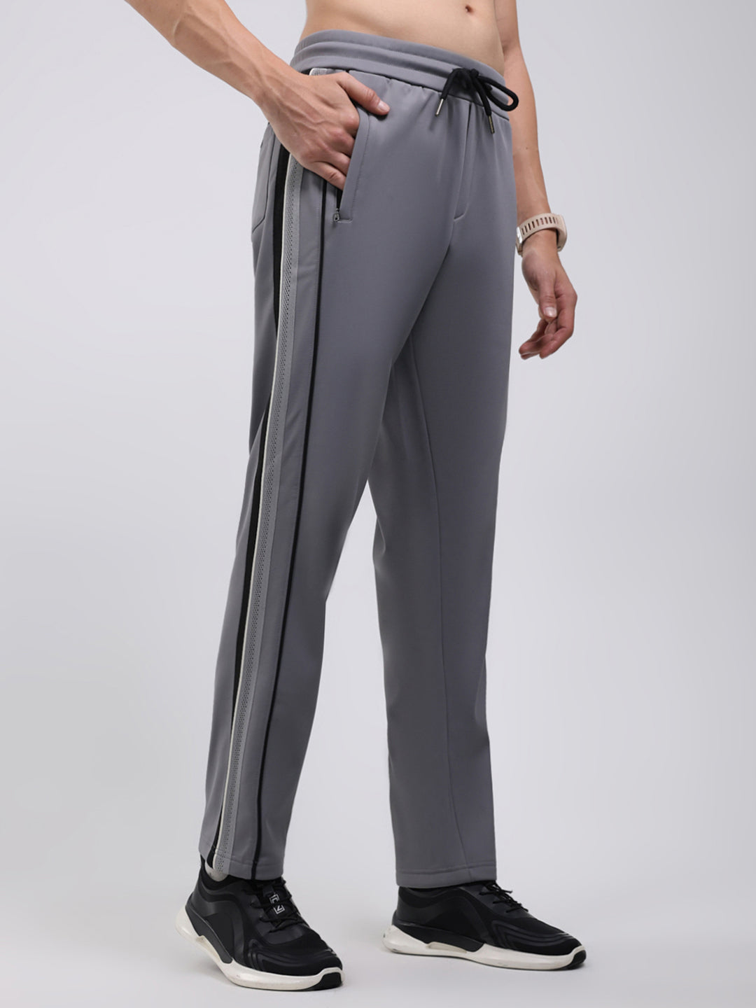 Men Grey Solid Regular Fit Winter Lower