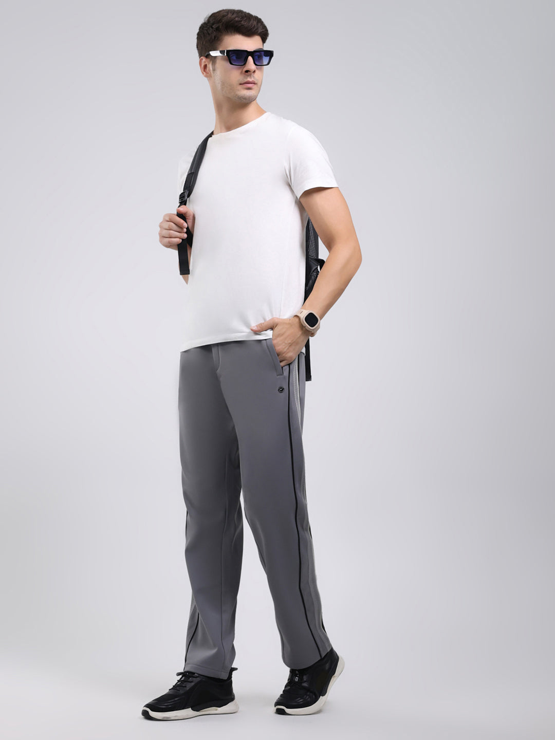 Men Grey Solid Regular Fit Winter Lower