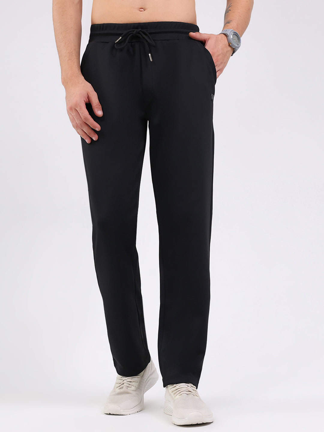 Men Black Solid Regular Fit Winter Lower