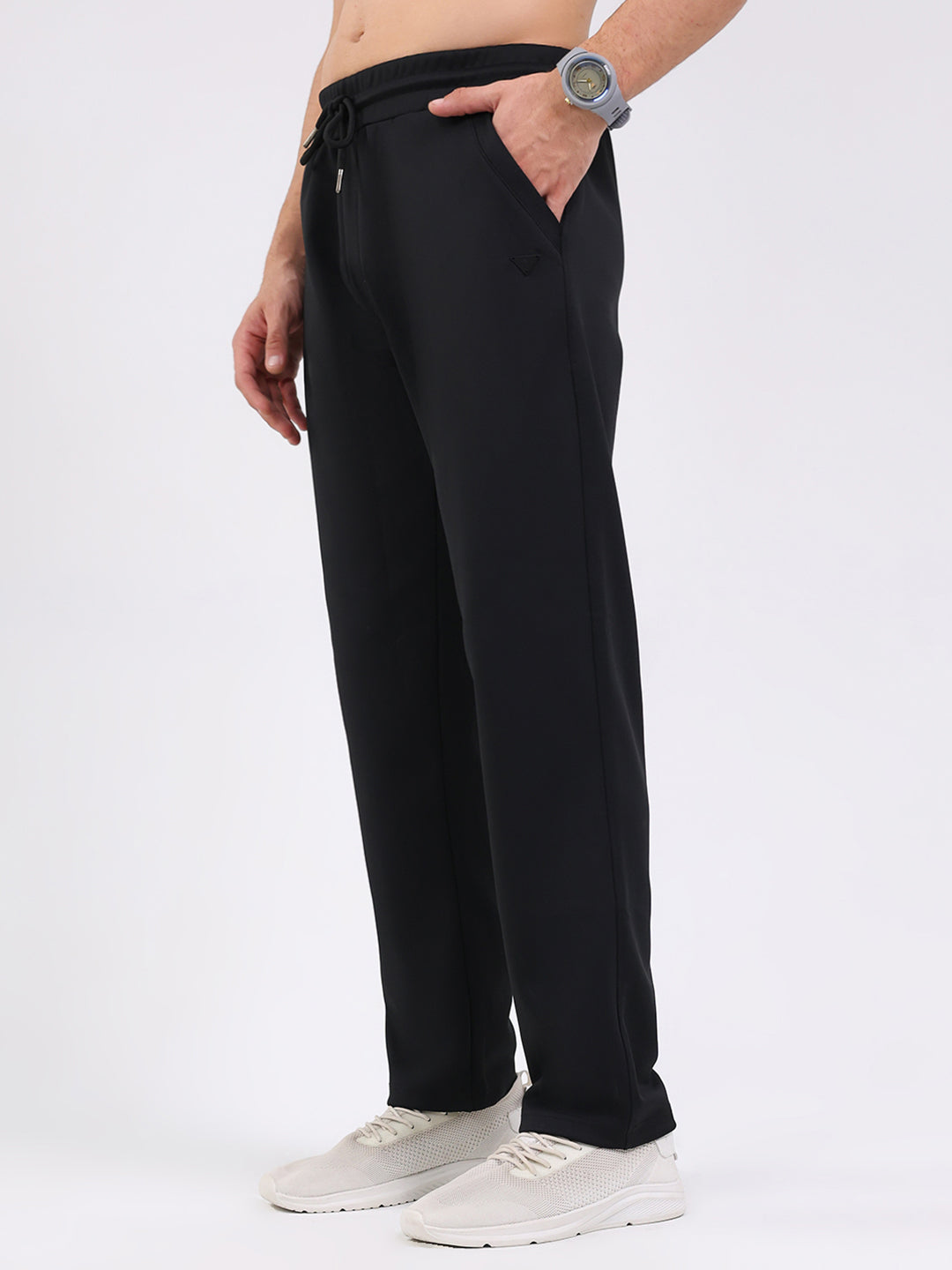 Men Black Solid Regular Fit Winter Lower