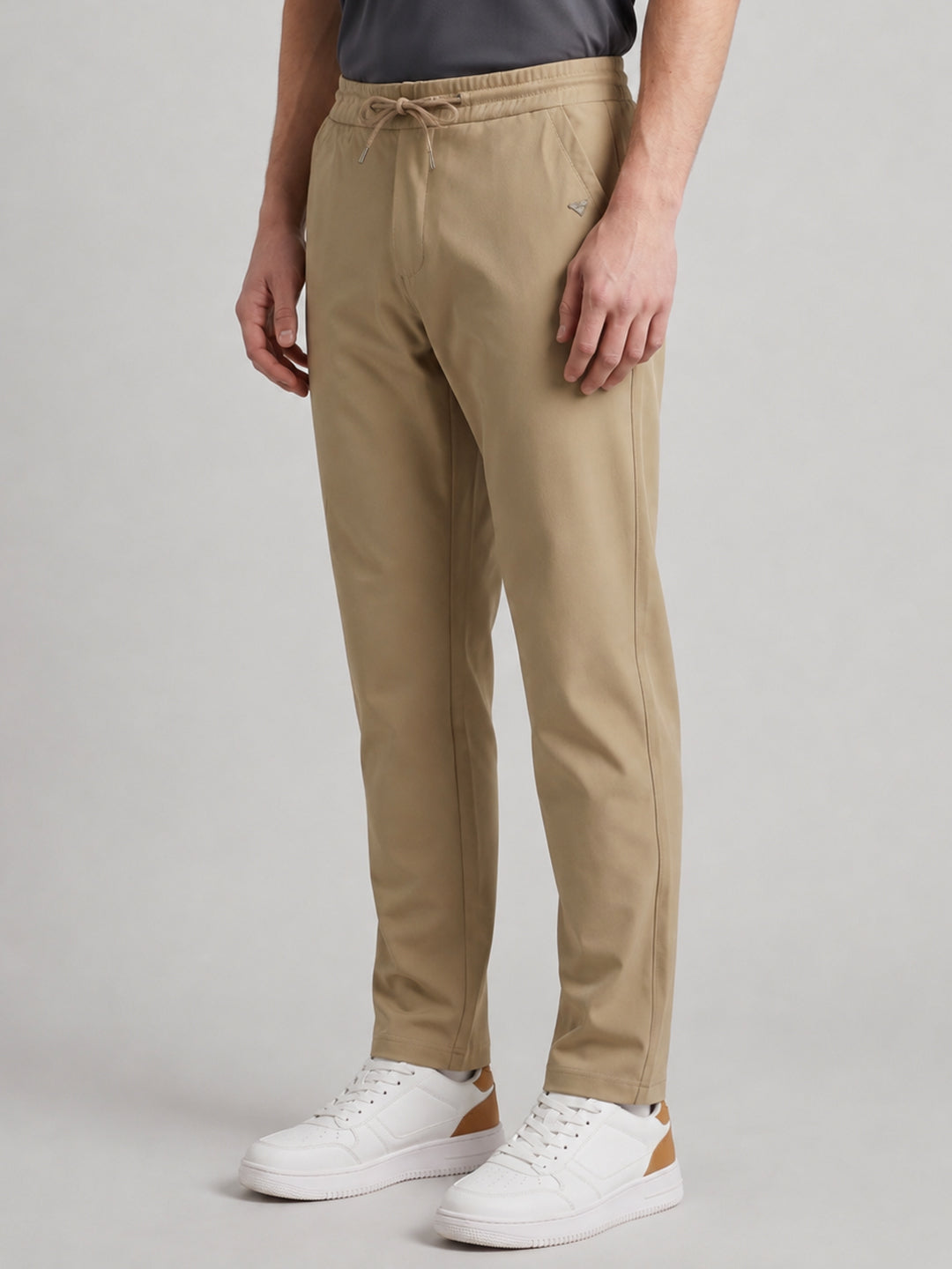 Men Khaki Jacquard Regular Fit Winter Lower