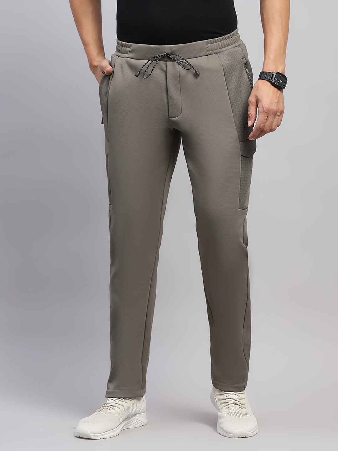 Men Olive Solid Regular Fit Winter Lower