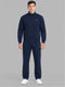 Men Navy Blue Solid Round Neck Full Sleeve Winter Tracksuit