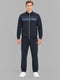 Men Navy Blue Solid Round Neck Full Sleeve Winter Tracksuit