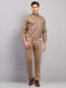 Luxuria Men Camel Brown Solid Collar Full Sleeve Winter Tracksuit