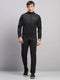Luxuria Men Black Solid Collar Full Sleeve Winter Tracksuit