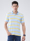 Men Blue Stripe Collar Half Sleeve T-Shirt