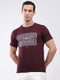 Men Maroon Printed Round Neck Half Sleeve T-Shirt