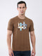 Men Brown Printed Round Neck Half Sleeve T-Shirt