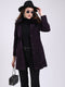 Women Purple Solid Notch Lapel Collar Full Sleeve Coat