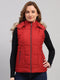 Women Red Solid Hooded Sleeveless Jacket