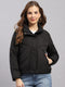 Women Black Solid Collar Full Sleeve Jacket