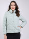 Women Mint Green Solid Mock Neck Full Sleeve Jacket