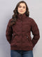 Women Rust Solid Collar Full Sleeve Jacket