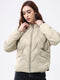 Women Beige Solid Mock Neck Full Sleeve Jacket