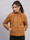 Women Brown Solid Collar Full Sleeve Jacket