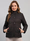 Women Charcoal Solid Collar Full Sleeve Jacket