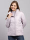 Women Purple Printed Collar Full Sleeve Jacket