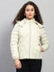 Women Beige Solid Hooded Full Sleeve Jacket