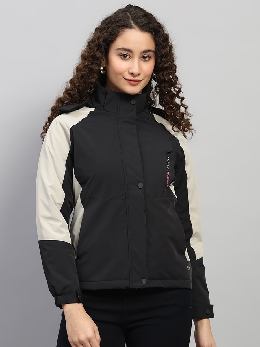 Buy Women Black Solid Hooded Full Sleeve Jacket Online in India - Monte ...