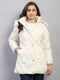 Women Off White Solid Hooded Full Sleeve Jacket
