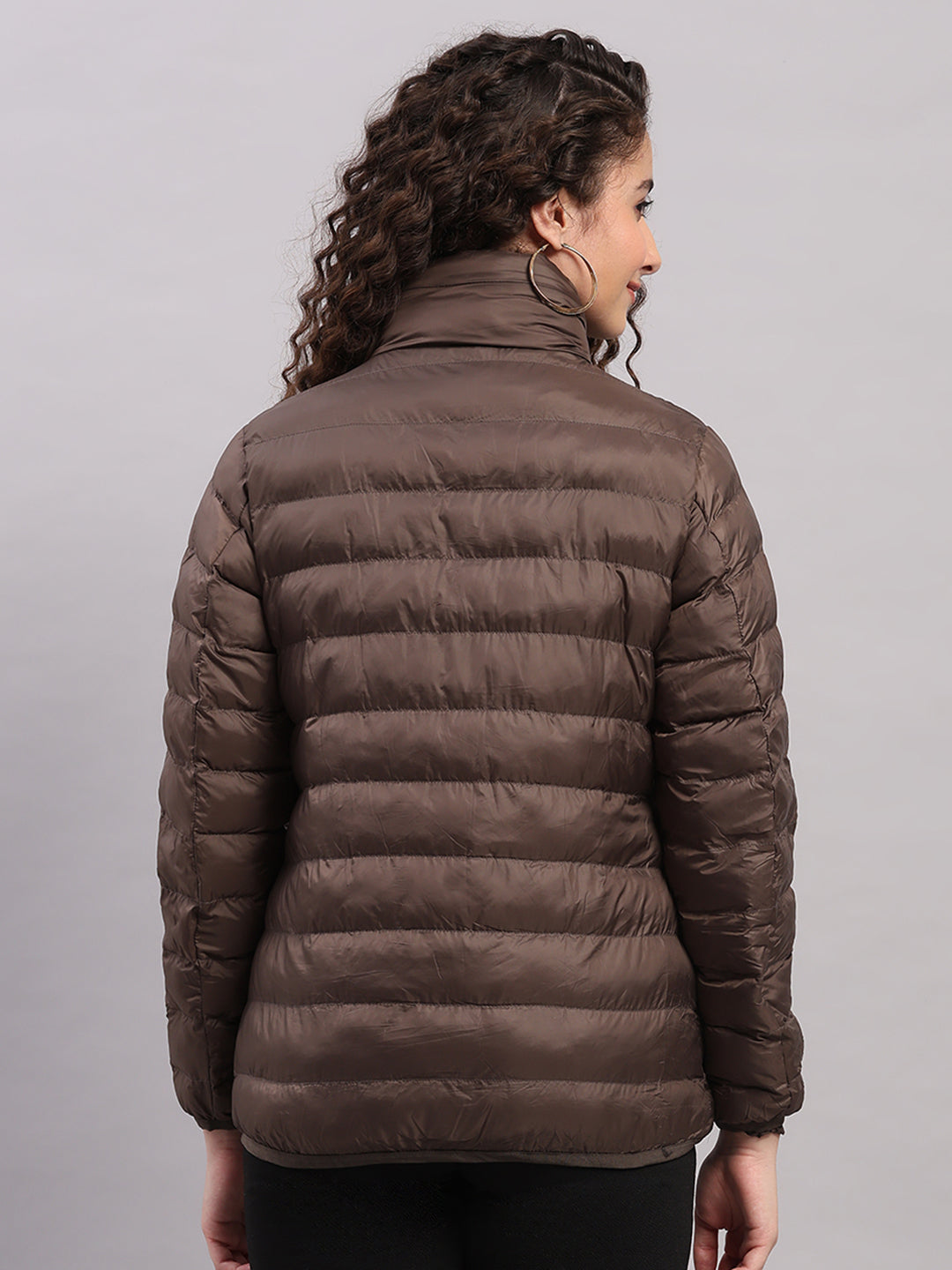 Women Brown Solid Hooded Lightweight Packable Jacket