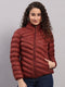 Women Maroon Solid Hooded Lightweight Packable Jacket