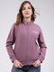 Women Mauve Self Design Mock Neck Full Sleeve Sweatshirt