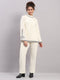 Women Cream Embroidered Turtle Neck Full Sleeve Cords Set