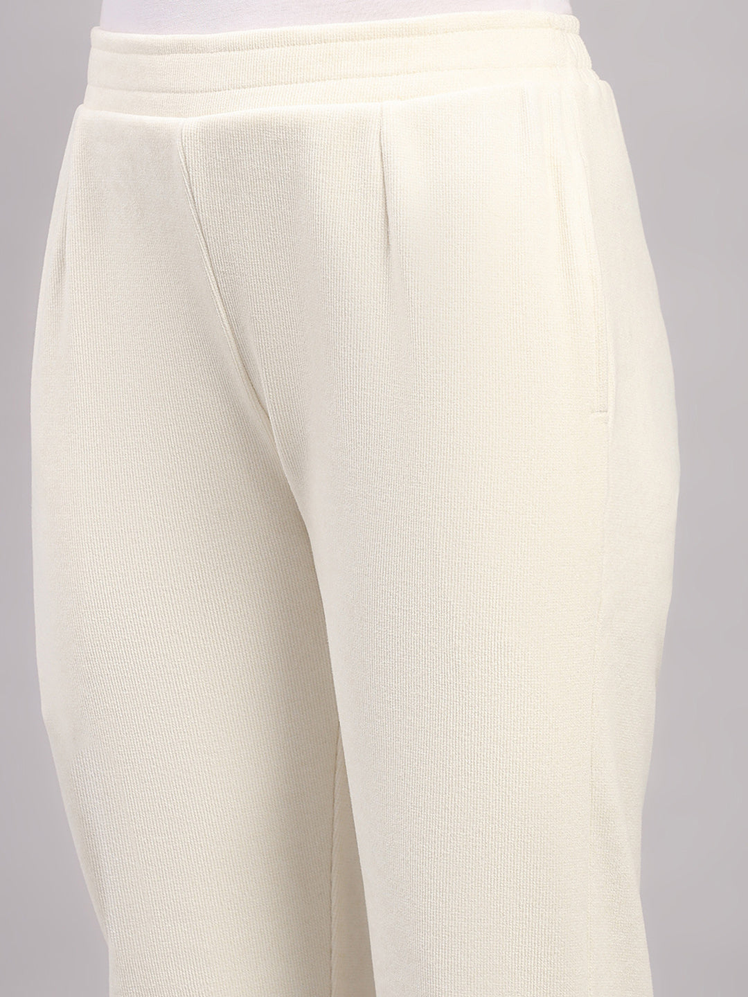 Women Cream Embroidered Turtle Neck Full Sleeve Cords Set