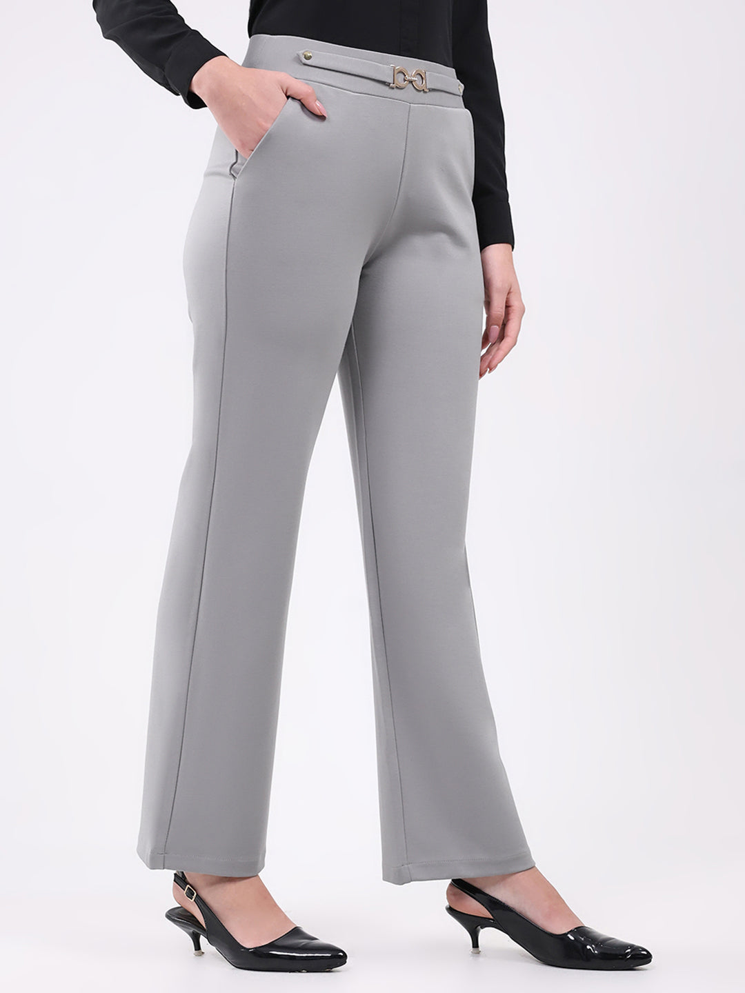 Women Grey Solid Regular Fit Jegging