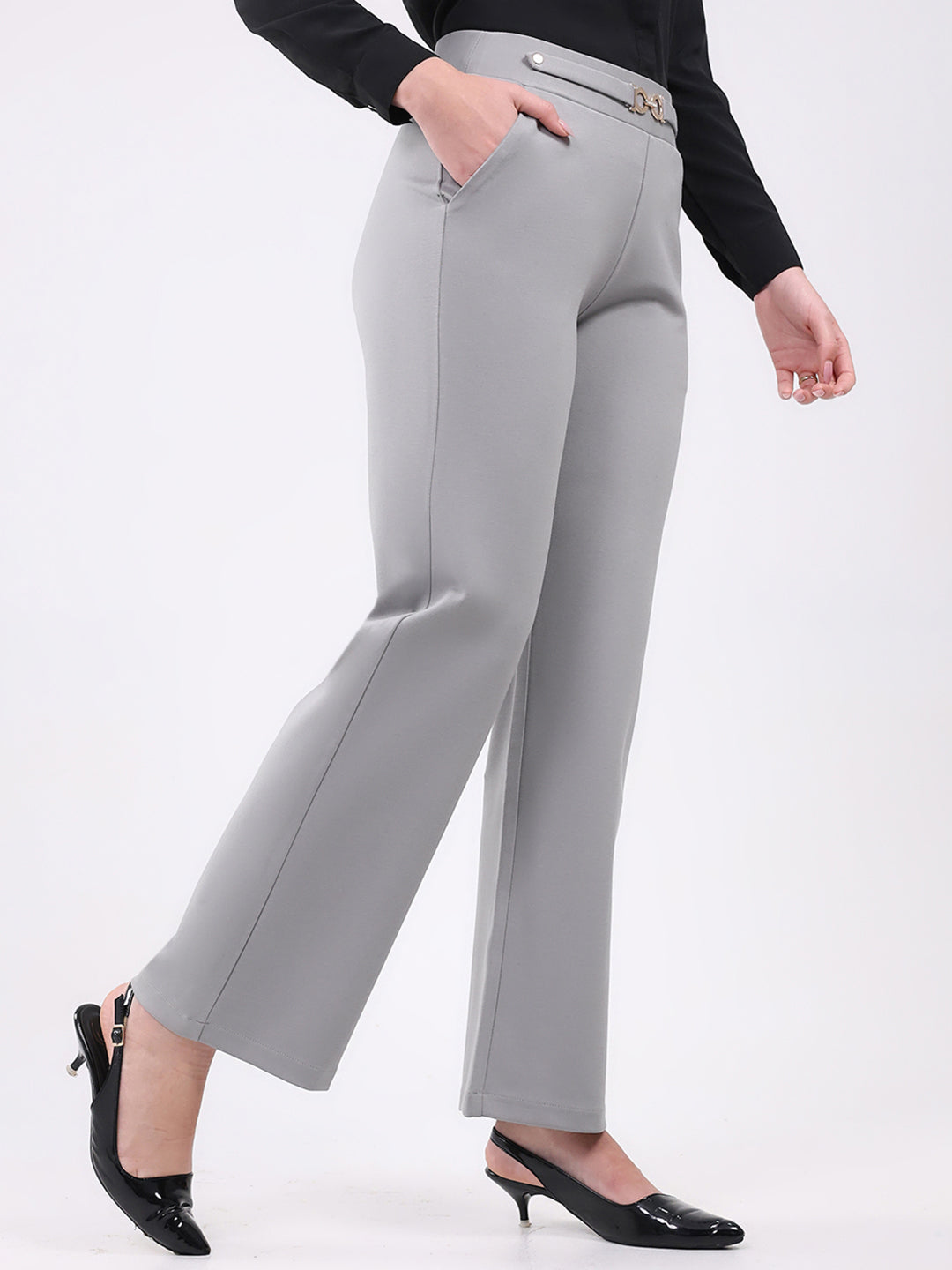 Women Grey Solid Regular Fit Jegging