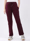 Women Burgundy Printed Regular Fit Winter Lower