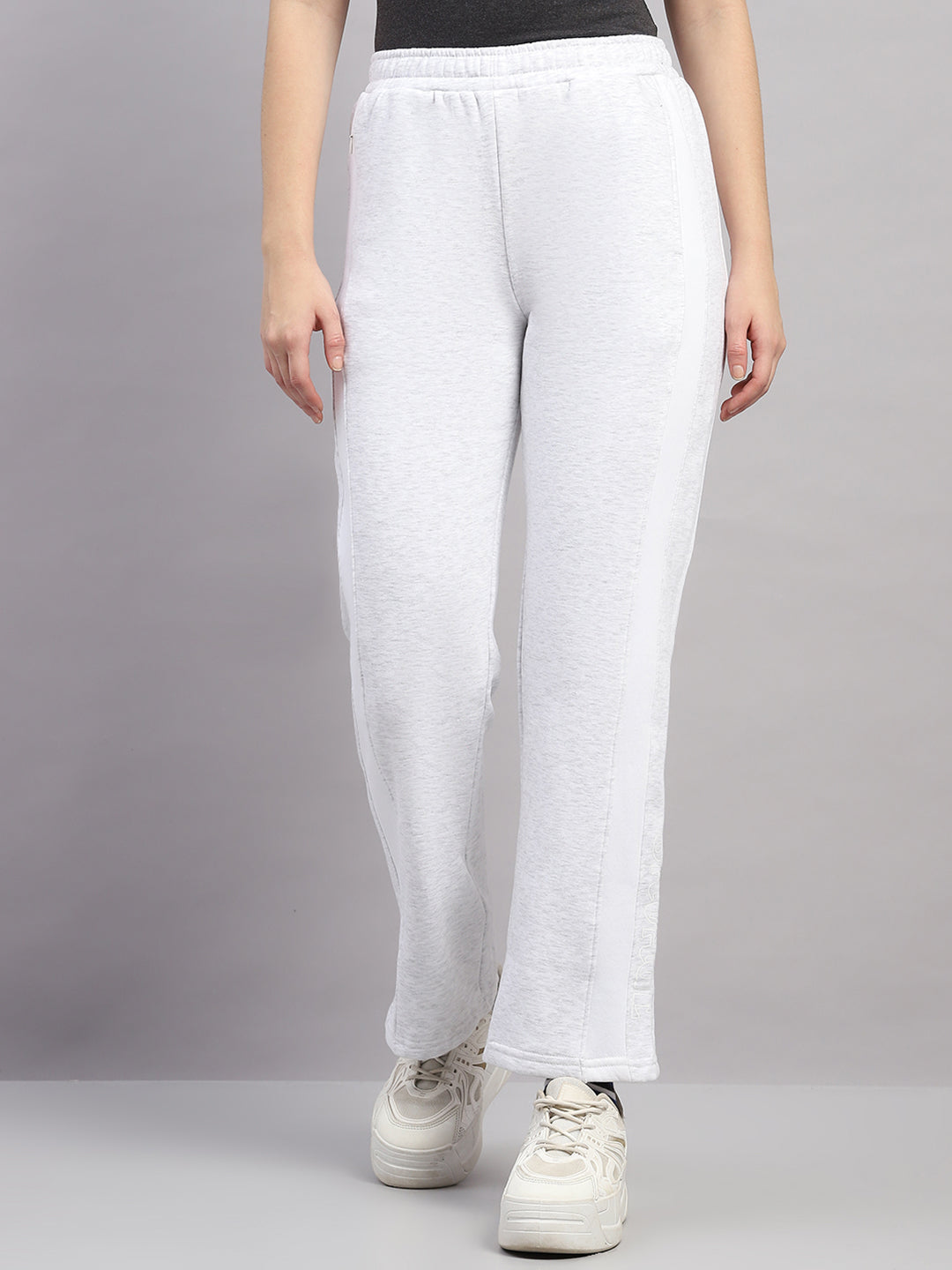 Women Off White Printed Regular Fit Winter Lower