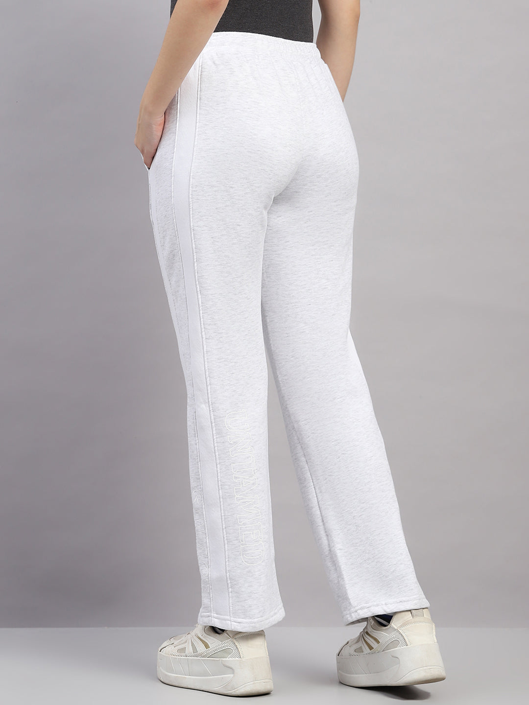 Women Off White Printed Regular Fit Winter Lower