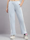 Women Sky Blue Printed Regular Fit Winter Lower