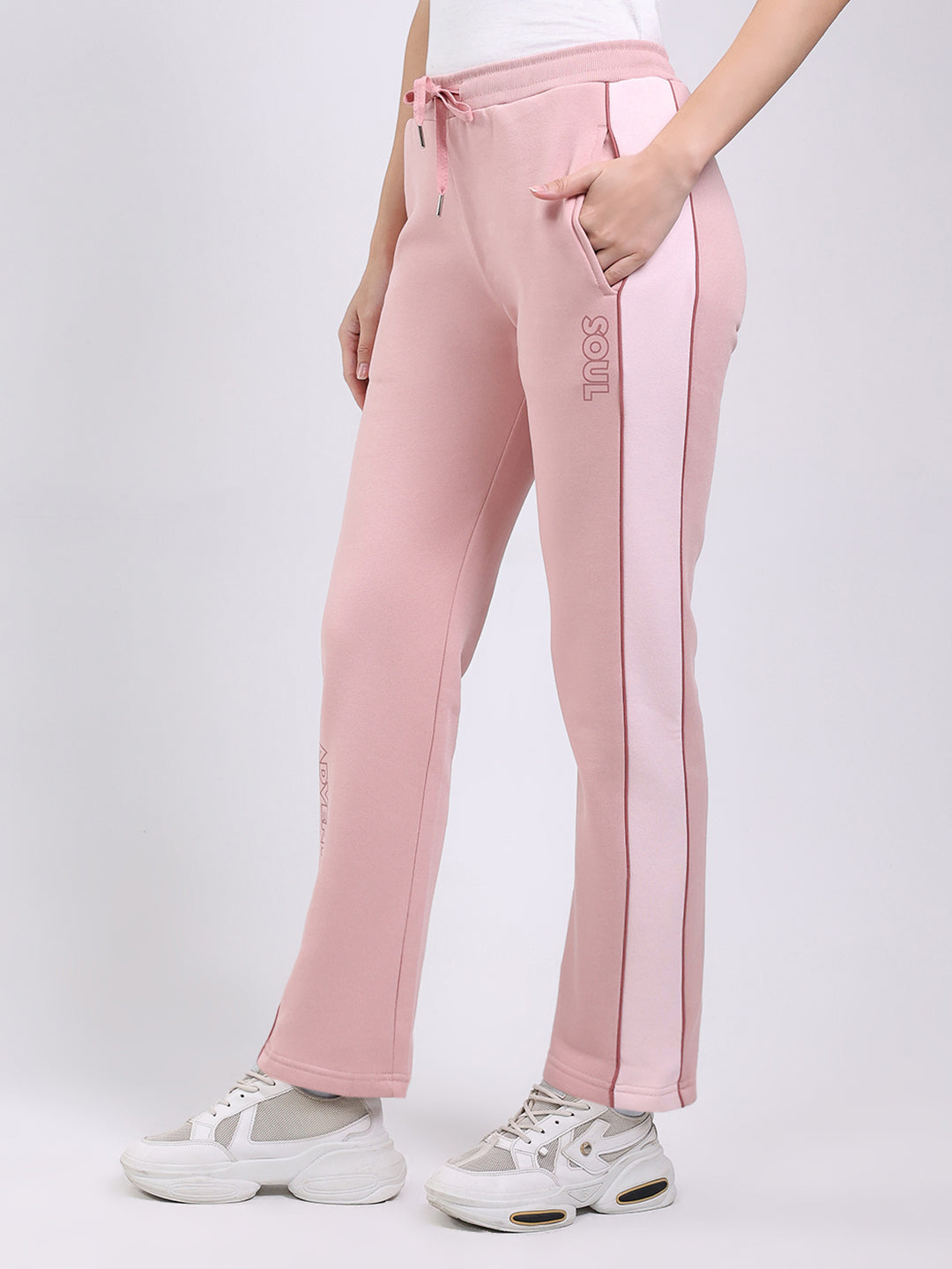 Women Peach Solid Regular Fit Winter Lower
