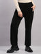 Women Black Self Design Regular Fit Winter Lower
