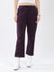 Women Purple Self Design Regular Fit Winter Lower