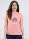 Women Peach Printed Round Neck Half Sleeve Top