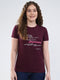 Women Burgundy Printed Round Neck Half Sleeve Top