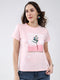 Women Pink Printed Round Neck Half Sleeve Top