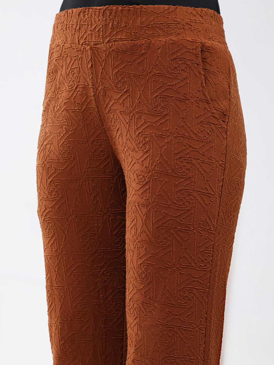 Women Rust Self Design Regular Fit Winter Lower