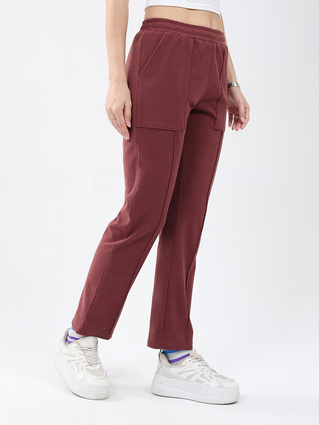 Women Rust Solid Regular Fit Winter Lower