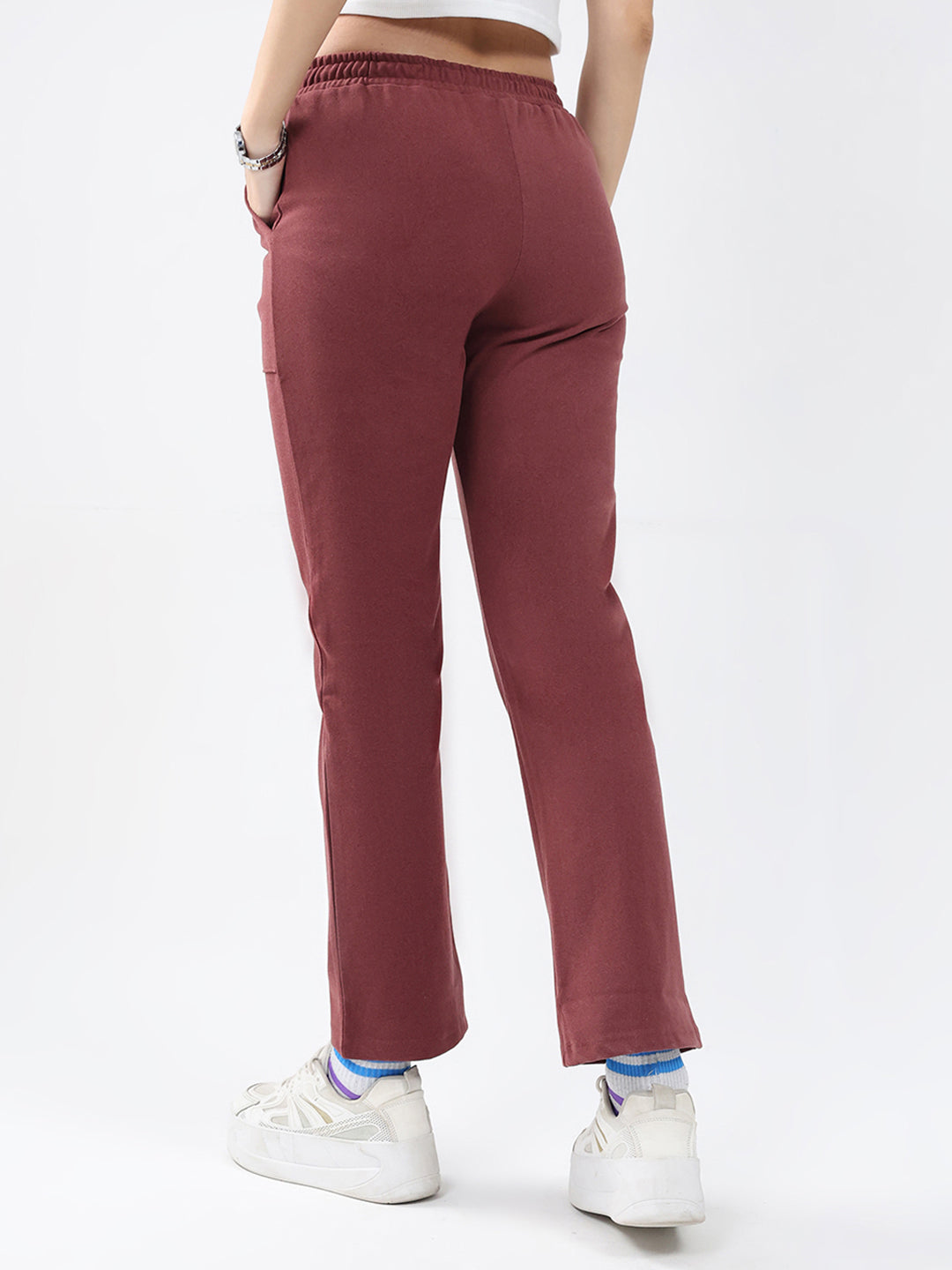 Women Rust Solid Regular Fit Winter Lower