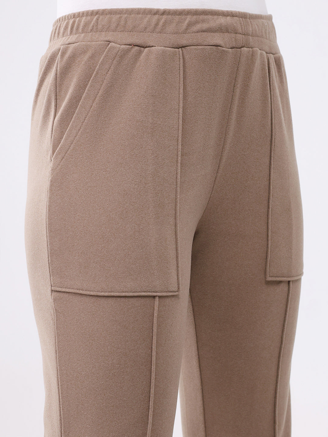 Women Khaki Solid Regular Fit Winter Lower