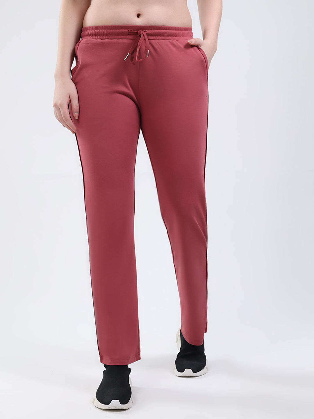 Women Pink Solid Regular Fit Winter Lower