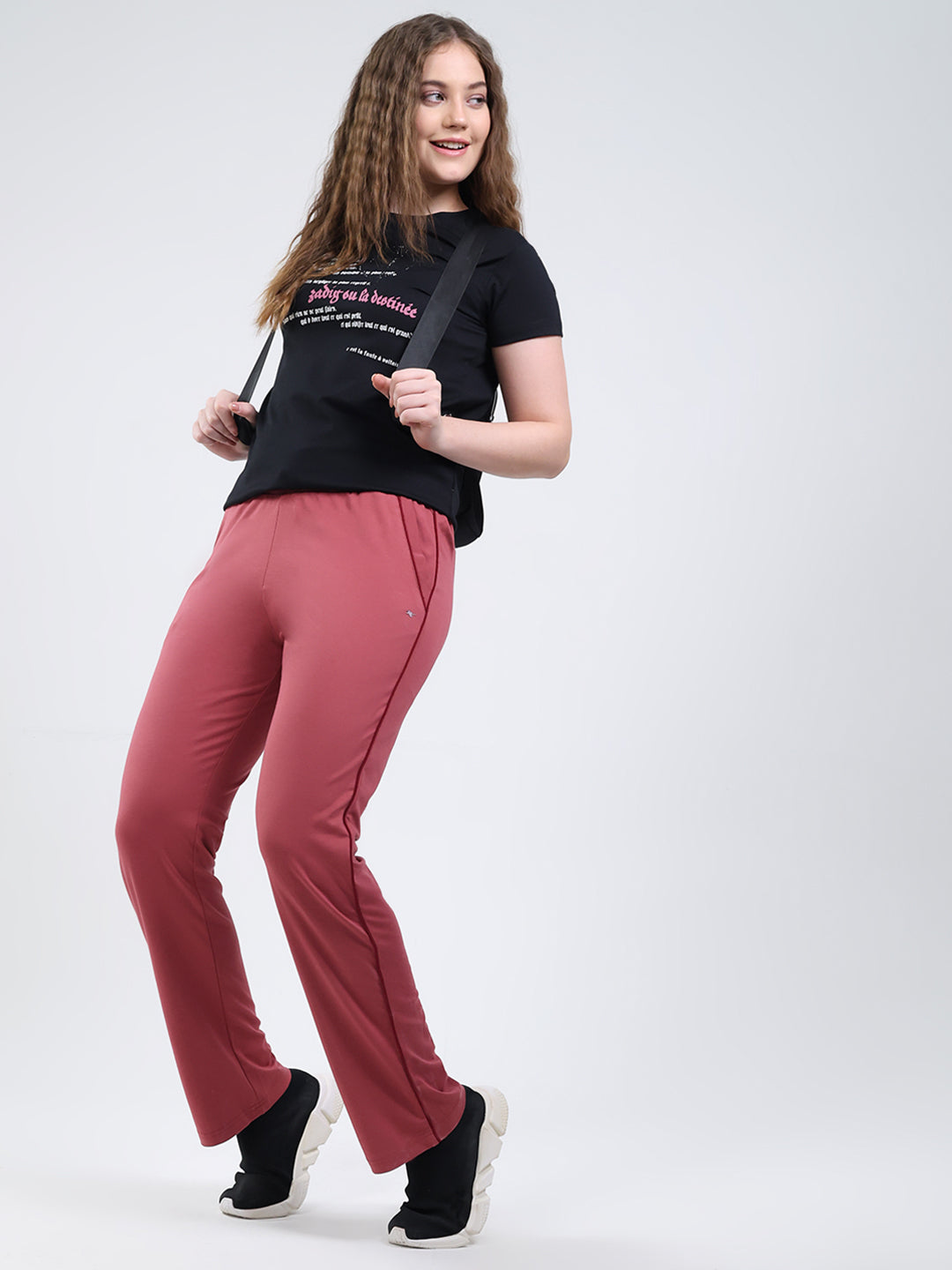 Women Pink Solid Regular Fit Winter Lower