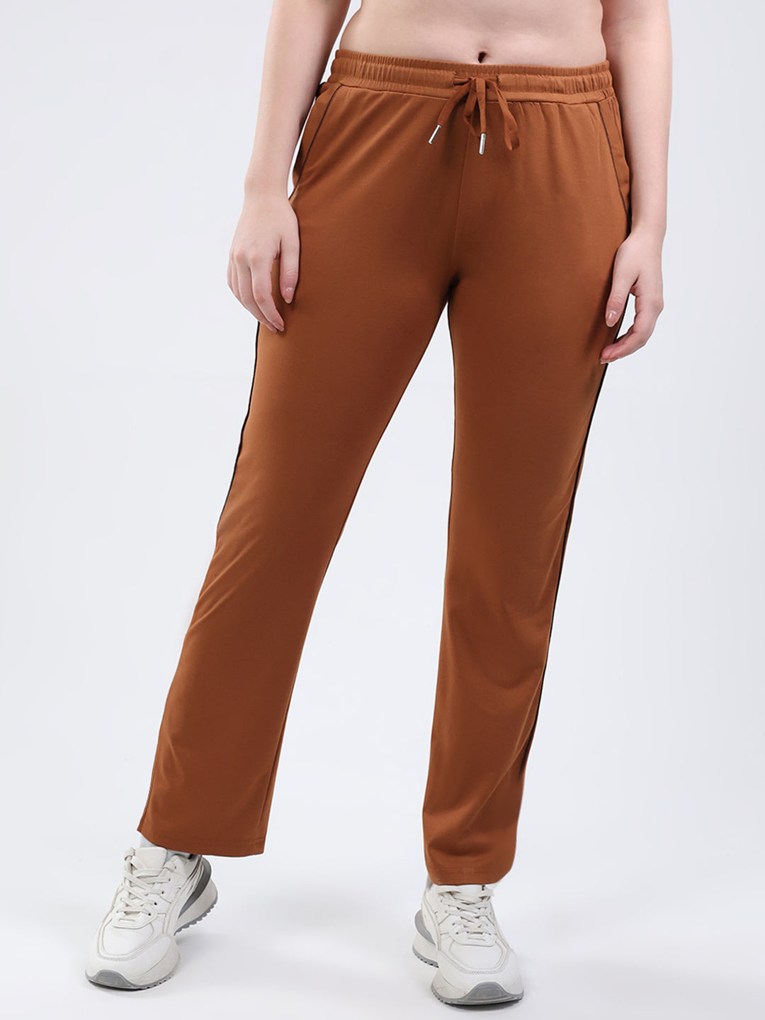 Women Rust Solid Regular Fit Winter Lower