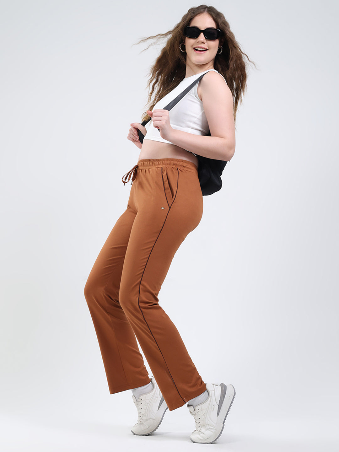 Women Rust Solid Regular Fit Winter Lower